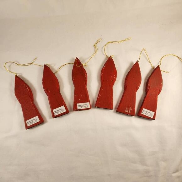 Vintage 6-Wooden Carved Santa Christmas Ornaments - Picture 2 of 2